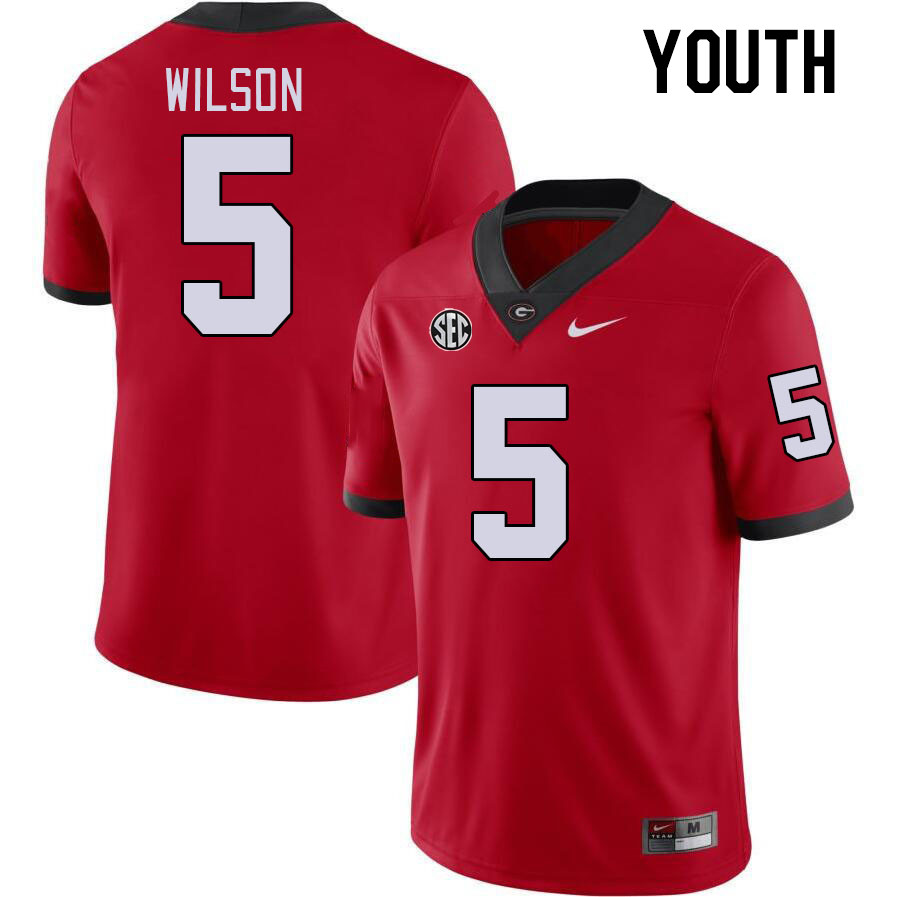 Youth #5 Raylen Wilson Georgia Bulldogs College Football Jerseys Stitched-Red